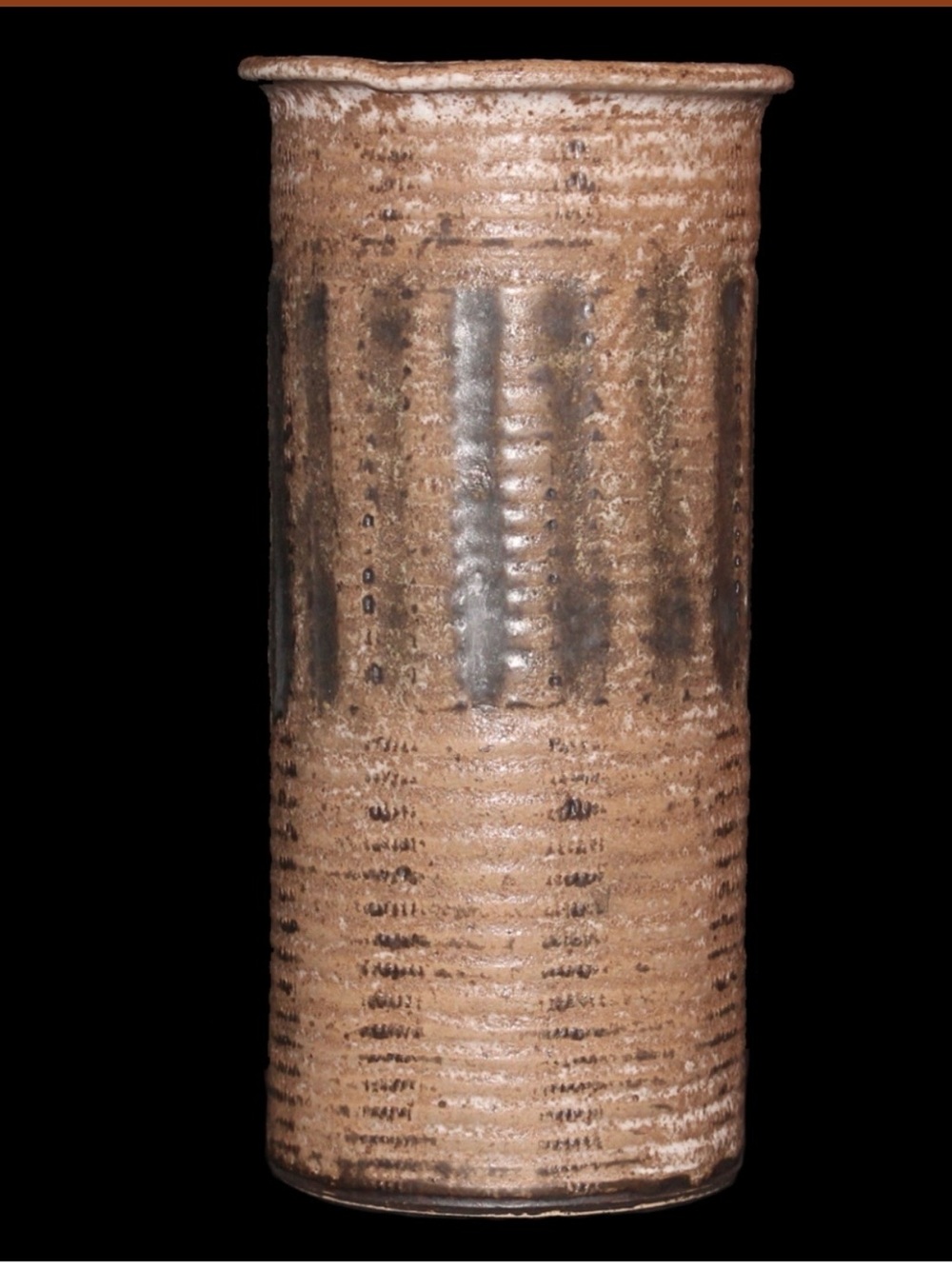 Rustic Tan Ceramic Vine Cooler/ decorative Vase